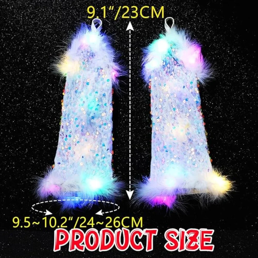 Light up Sequin Feather Gloves